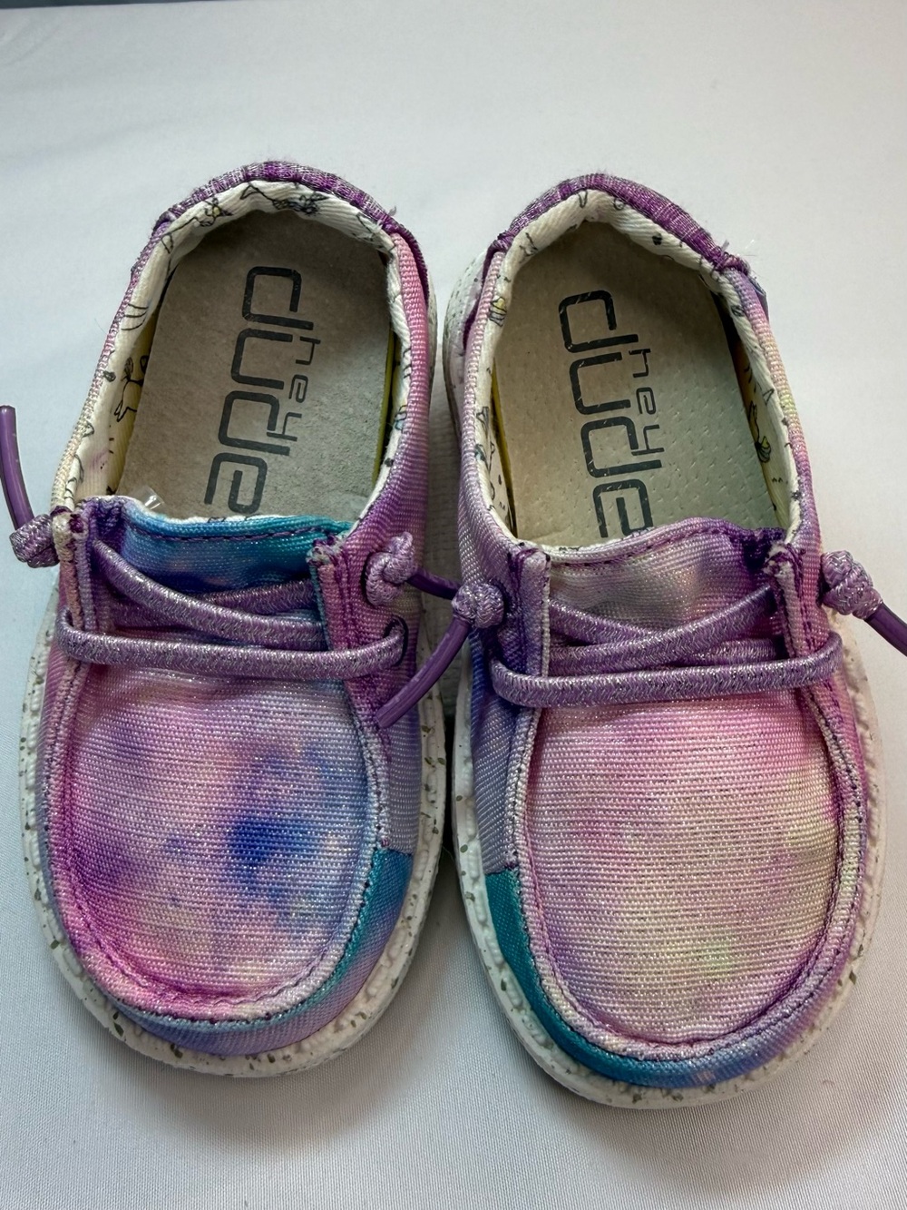 Hey Dude Kids (Toddler) Size 5-6 Tie-Dye Canvas Slip-Ons Pink Purple Blue EUC